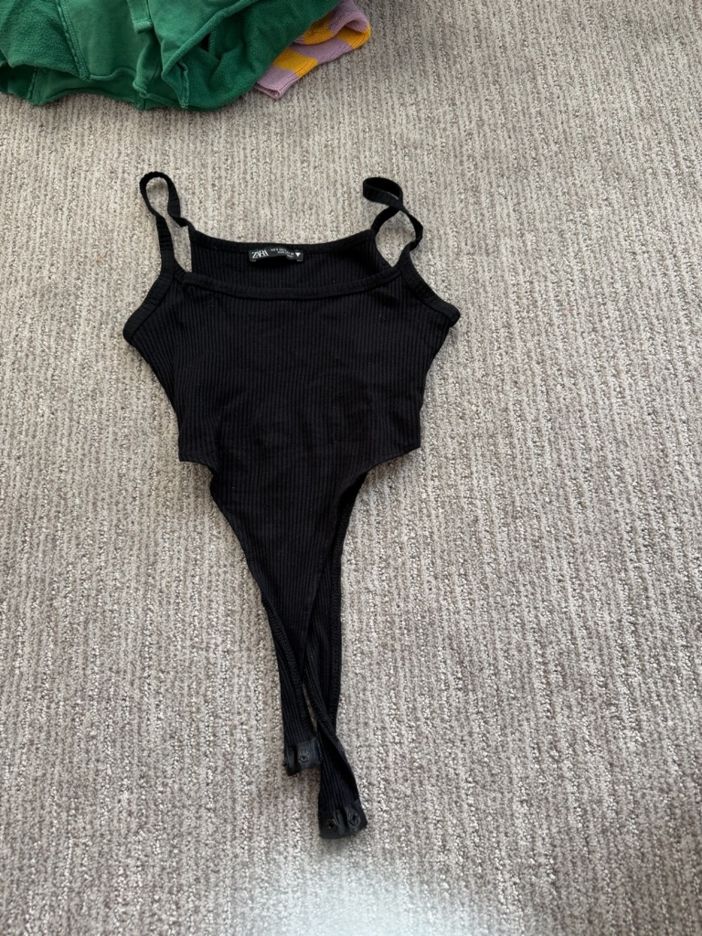 Zara Black Ribbed  One-Piece Bodysuit
